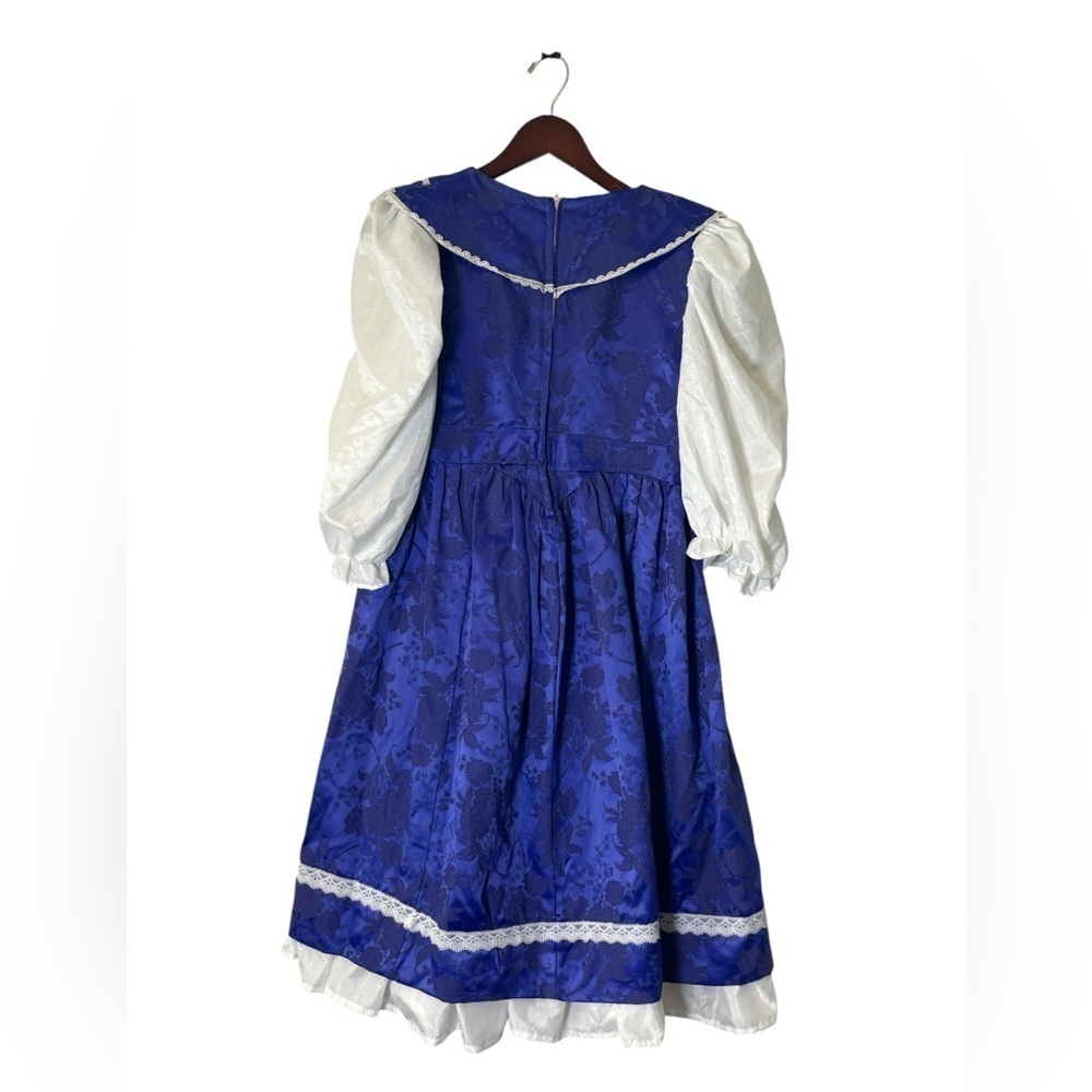 Vintage Gunne Sax Purple White Lace & Denim Prairie Style Dress Girls 11/12 - Picture 2 of 6